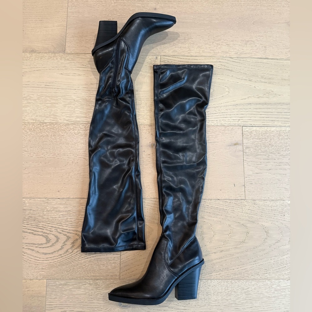 $168 NEW Katy Perry Citygurl Over The Knee Stretch Boots Black Western Boot 6